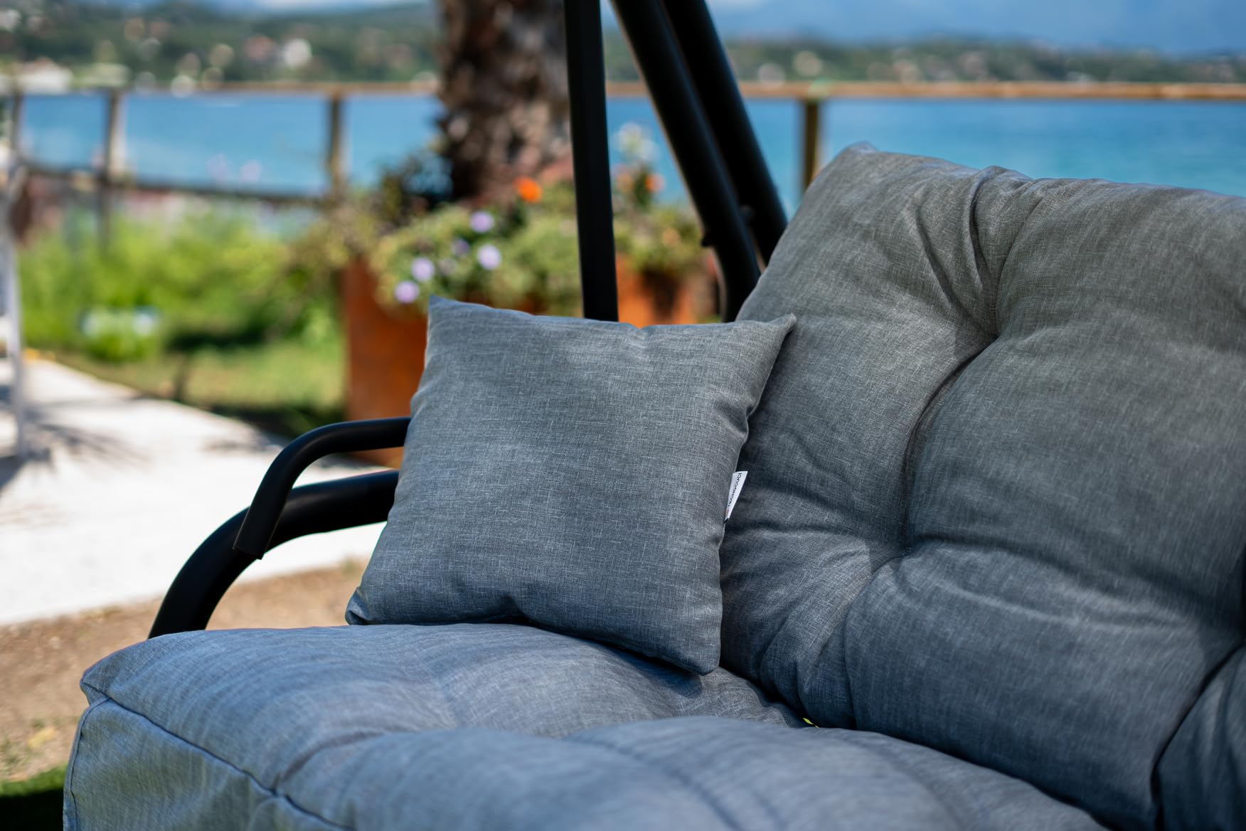 TECNOWEB - Lot de Coussins pour balancelle 3 Places avec pièce de Rechange Assortie pour Le Toit Assortie, 100% fabriqué en Italie, idéal pour l'extérieur (Jardin et Cours), Cadre Non Inclus