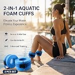 2 Pcs Foam Aquatic Cuffs Exercise Equipment - Water Aerobics Fitness Ring with Adjustable Webbing Water Ankles Arms Belts for Swim Fitness Training
