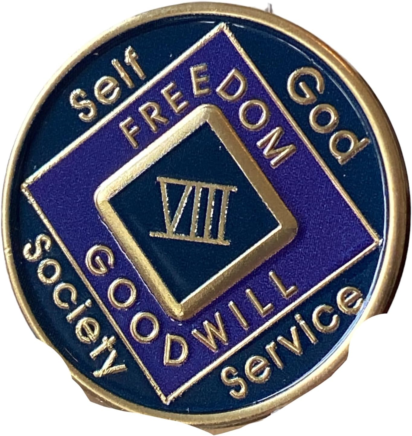 Narcotics Anonymous 8 Year Violet Purple and Blue NA Medallion Official Chip