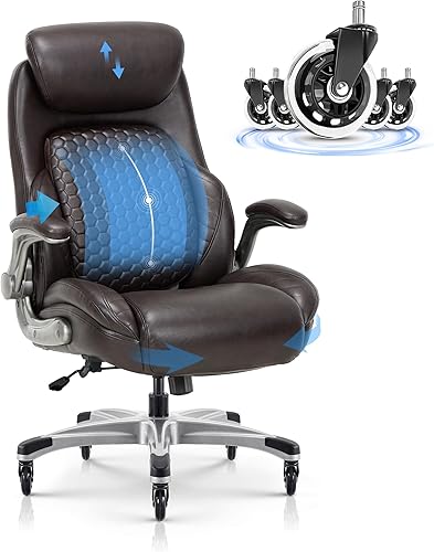 Miniatura 11 de COLAMY Silla de escritorio ergonómica de oficina con respaldo alto ejecutivo, soporte lumbar emergente, ruedas mejoradas, reposacabezas ajustable,