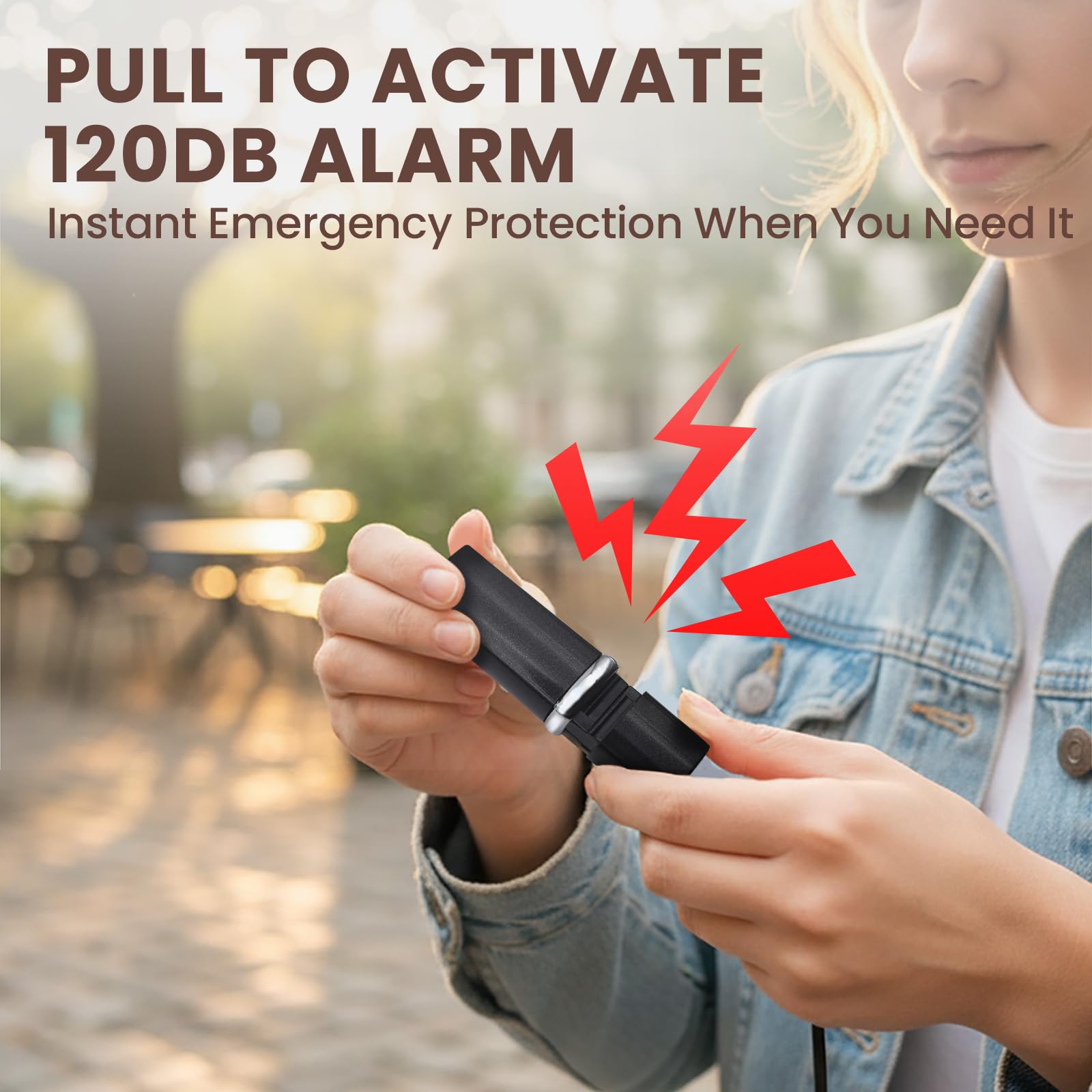 Lot de 5 alarmes personnelles pour femme, alarme de sécurité puissante de 120 dB, alarme d'autodéfense discrète en forme de rouge à lèvres, alarme d'urgence facile à tirer, mini appareil de