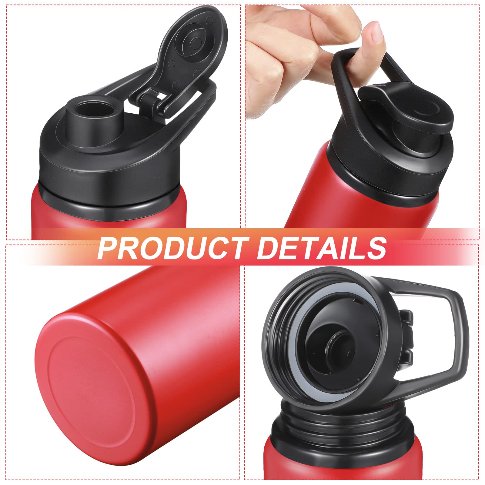 10 Stück Aluminium-Wasserflasche, 680 ml, wiederverwendbare Aluminiumflaschen, leichter Schnappdeckel, Sport-Wasserflasche, Multipack, einfach zu tragen, auslaufsicher, Wandern, Outdoor-Angeln
