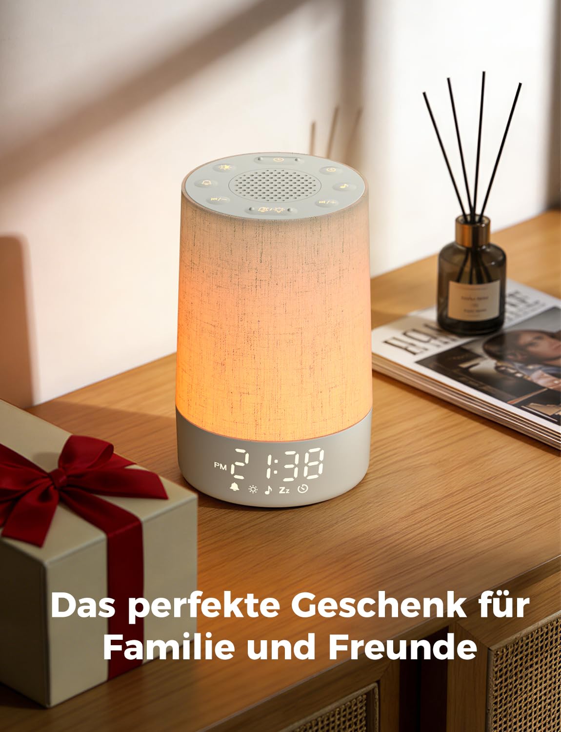 LIORQUE Tageslichtwecker Lichtwecker Sonnenaufgang Wecker mit Licht Wake Up Light Dimmbares Nachtlicht mit 30 Klingeltöne und 10 Lichtmodi Weißrausch Lichtwecker für Schlafzimmer
