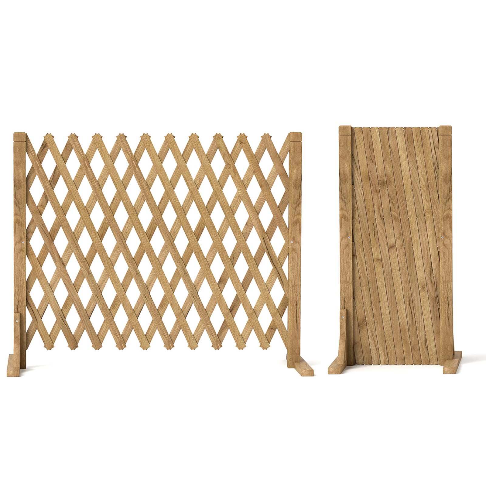 Nisorpa Lot de 2 clôtures extensibles en bois massif - Treillis extensible sur pied - Longueur réglable de 34 à 160 cm - Clôture rétractable pour intérieur et extérieur - Clôture de jardin extensible