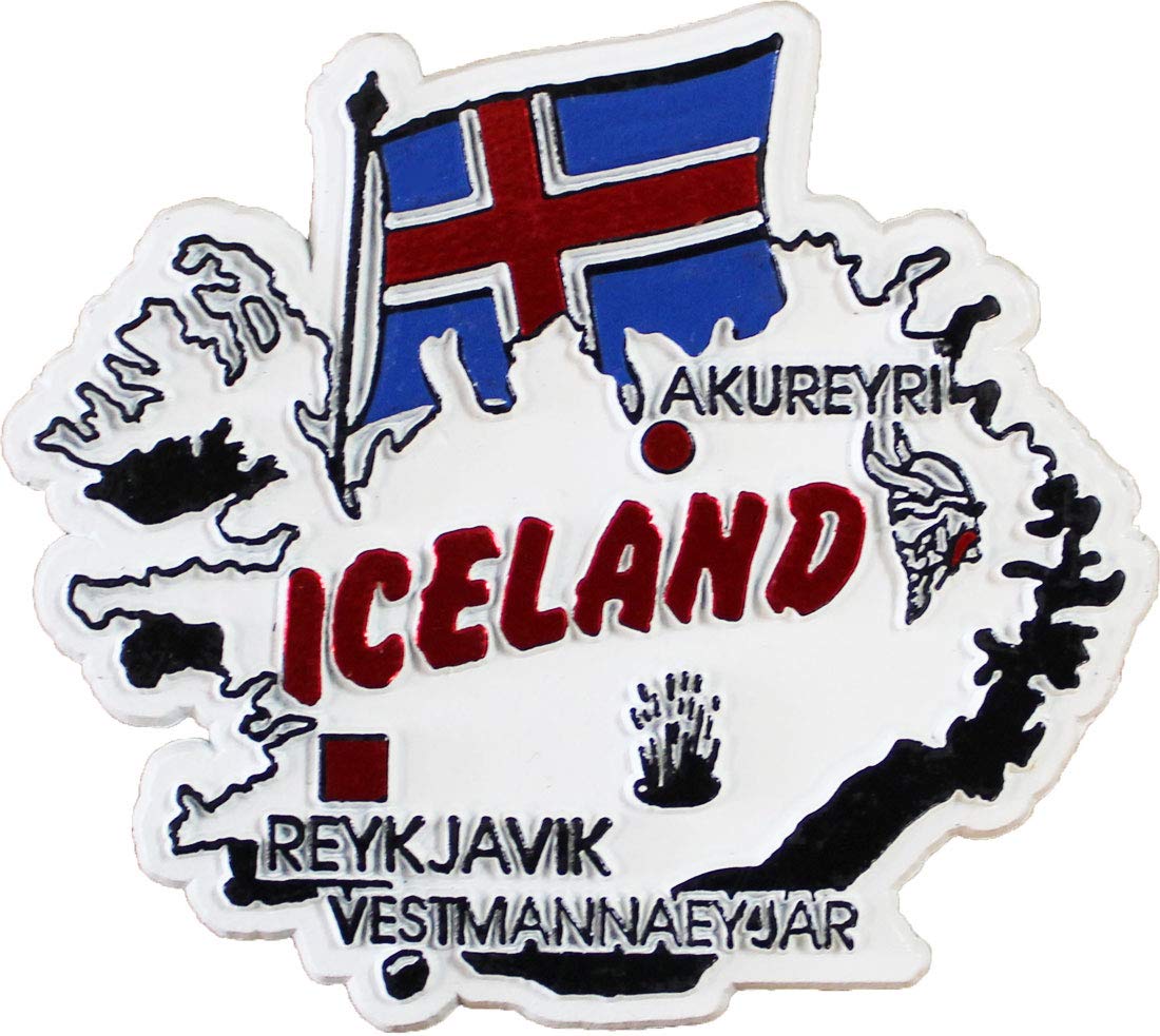 Iceland Country Outline Refrigerator Magnet, Approximate Size 3 inch x 3 inch