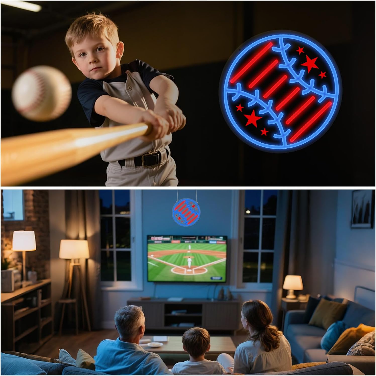 Baseball Neon Sign, Dimmable Neon Baseball Led Signs Sport Lights Led Bedroom Signs for Home Decor Birthday Party College Decor Club Holiday Gift (Star) - Image 6