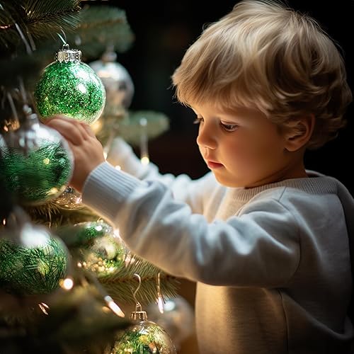 Miniatura 4 de AMS Adornos de Bolas de Navidad Transparentes de 24ct, 2.36''60mm Bolas Colgantes de Navidad Irrompibles, Juego de Esferas para Árbol de Navidad con