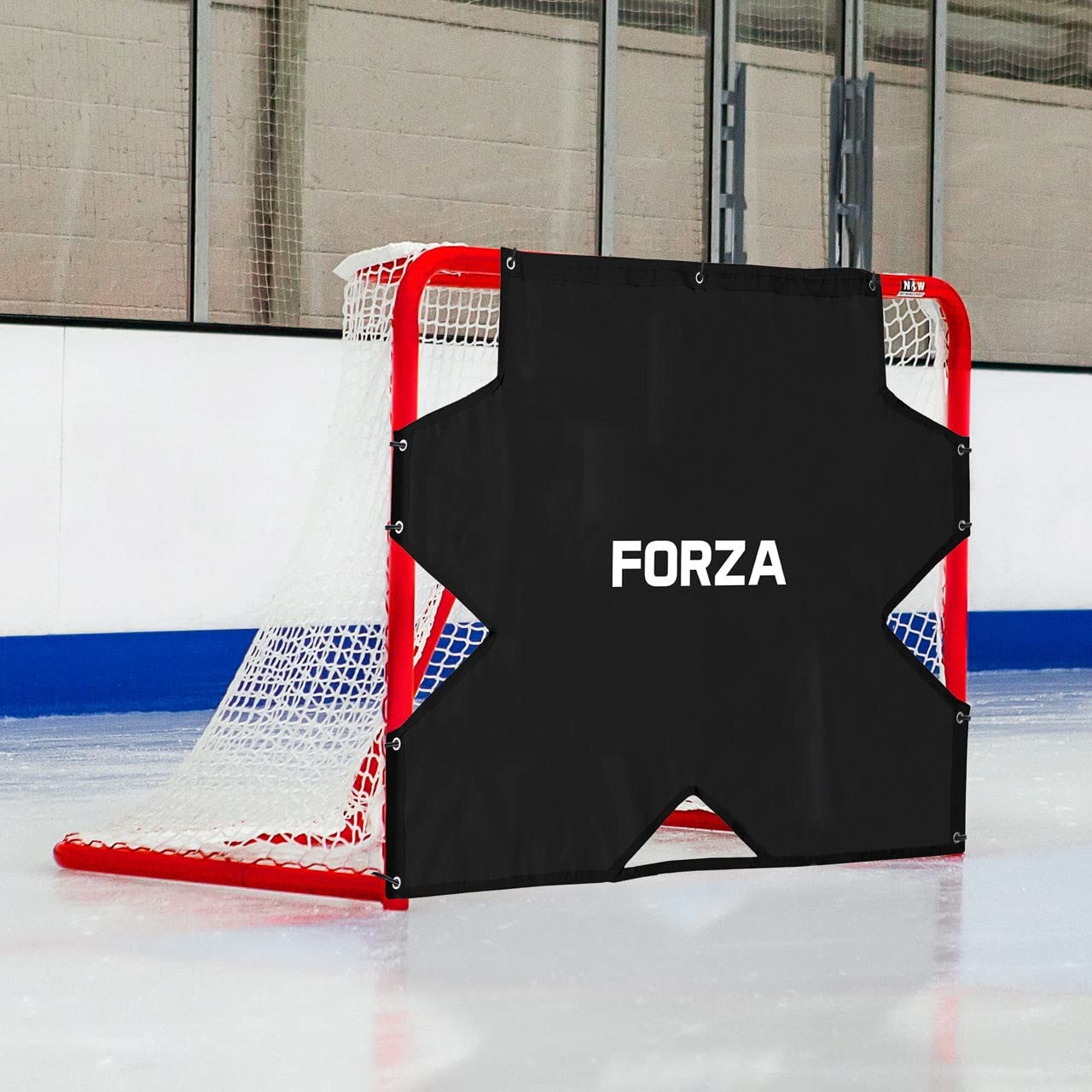 FORZA Telo Bersaglio da Hockey - 1,8m x 1,2m | Attrezzatura da Allenamento | Hockey su Ghiaccio | 5 Buchi | Fissaggio Rapido E Semplice | Telo di Precisione Professionale | Rete da Hockey