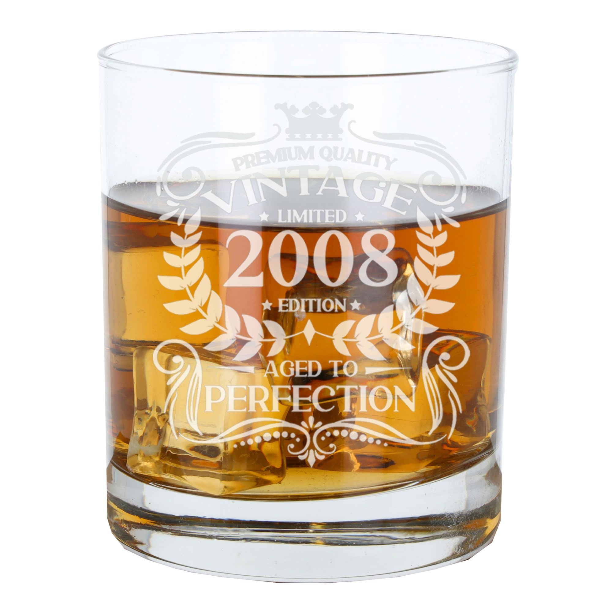 Always Looking Good 18th Birthday Gift for Men Vintage 2008 Aged to Perfection Engraved Whiskey Glass Present for 18 Year Old Etched Whisky Bourbon Scotch Lowball Tumbler Glasses