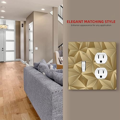 Miniatura 6 de Placa de pared combinada de oro con diamante 3D, 1 interruptor de luz dúplex, cubierta decorativa de 2 cuadrillas, placa de pared para cocina, sala