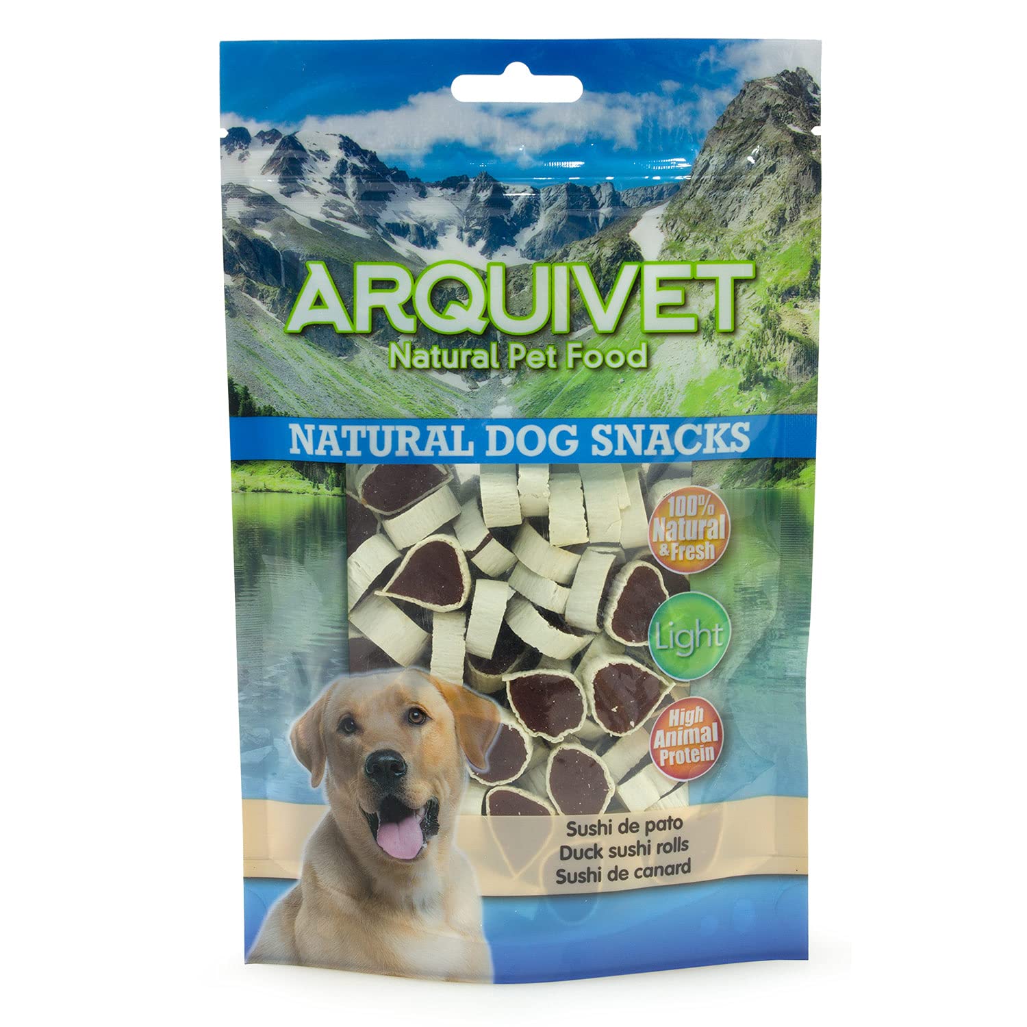 ARQUIVET Lot de 12 unités Snack Sushi au Canard 100 g - Natural Dog Snacks - 100% Naturel - Friandises, friandises pour Chiens - Produit Light - Très Riche en nutriments