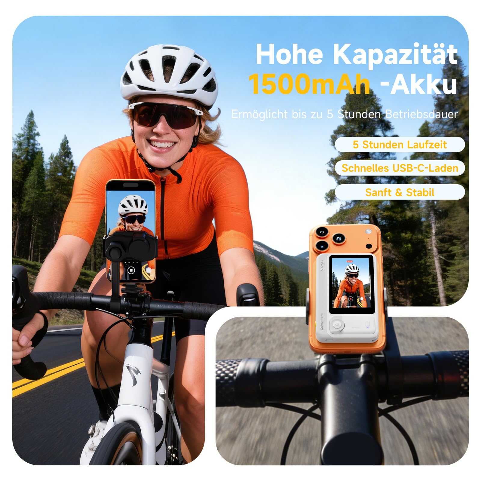 7RYMS Qshot V2 PRO Kabelloser Selfie Monitor für iPhone 17/16 & Android, Magnetischer Smartphone Rückkamera Monitors mit 4K/60fps, 50 m Reichweite, Lautsprecher, Vlog Monitor für YouTube TikTok (Weiß)