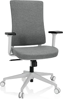 hjh OFFICE 810034 Bürostuhl ergonomisch COMFIO WP Drehstuhl mit Verstellbarer Lendenstütze für gesundes Sitzen, Stoff Grau