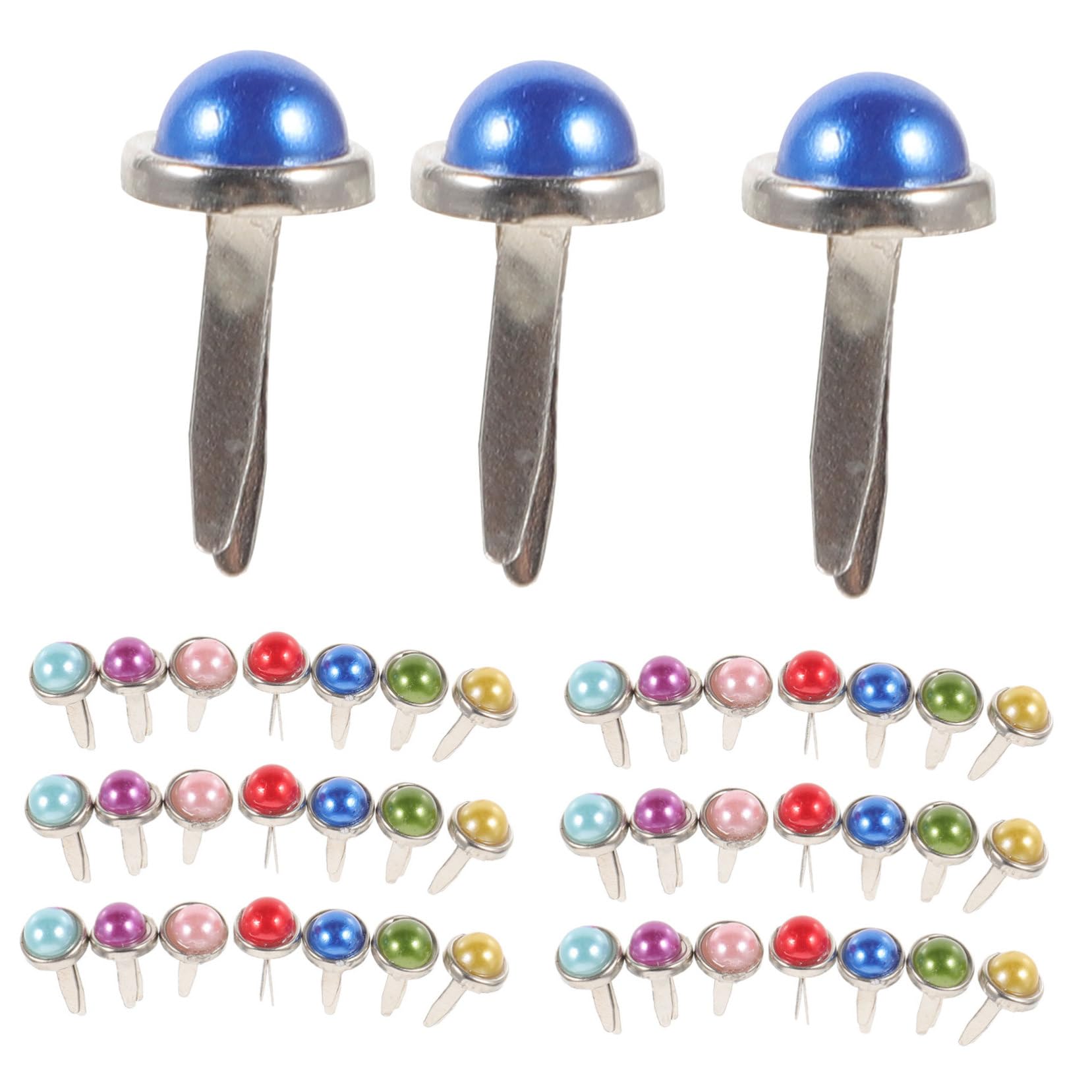 Housoutil Scrapbooking Brads 50pcs Metal Pearl Brads Mini Round for Embellishments 6x13mm Vibrant Colors