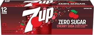 Cherry Zero Sugar seven.Soda, 12 fl. oz. Cans, 7 up 12 Pack (Pack of 2)