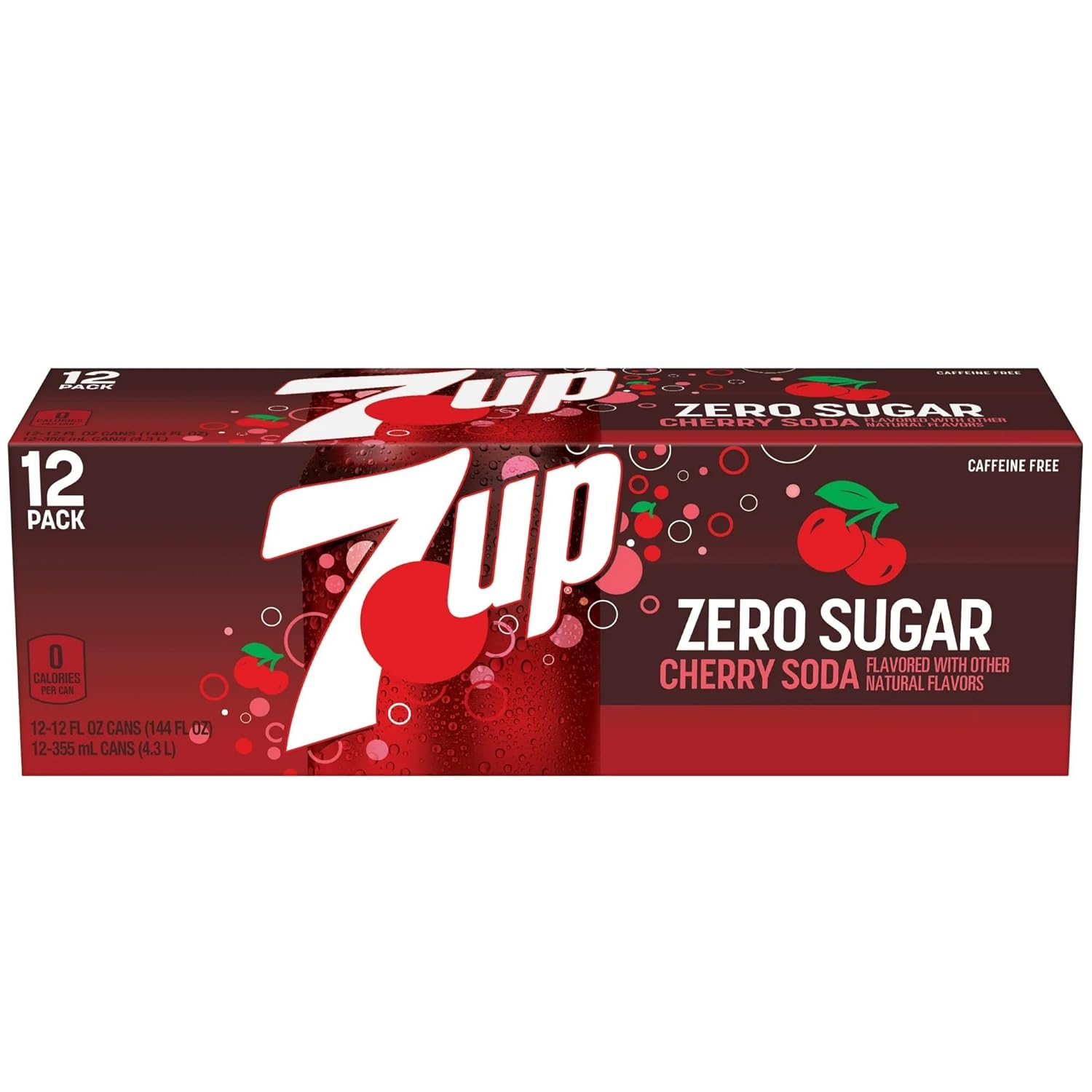 Cherry Zero Sugar seven.Soda, 12 fl. oz. Cans, 7 up 12 Pack (Pack of 2)
