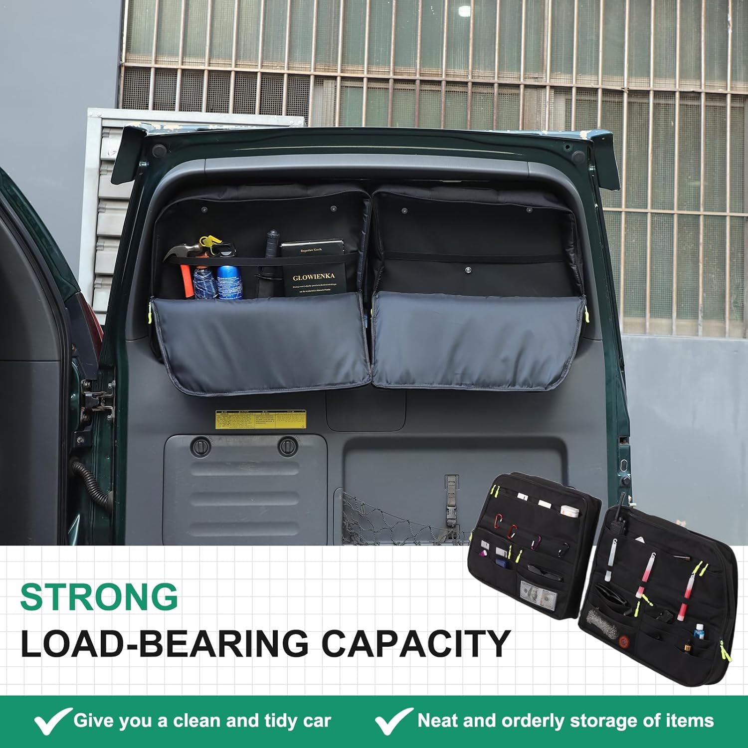 Tailgate Storage Bag Compatible with Toyota Land Cruiser Prado 120 2003 2004 2005 2006 2007 2008 2009, Oxford Cloth Trunk Organizer Trunk Door Organizer Bag,2PCS