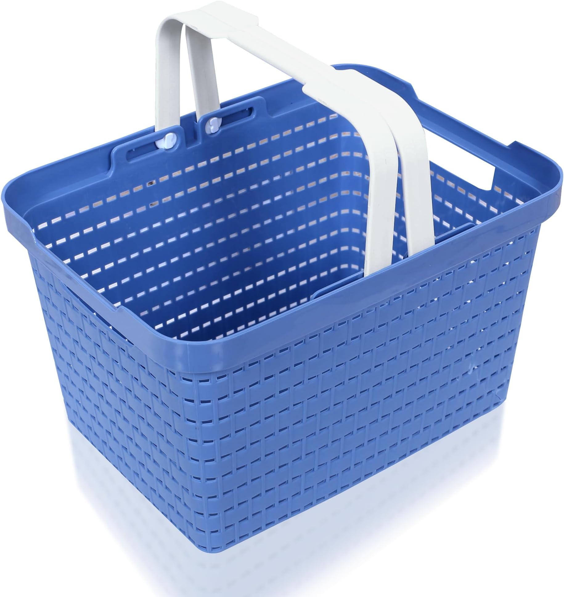Fun Homes Multipurpose Plastic Storage Baskets with Handle for Organizing Home & Office | Rectangle Storage Box Tray for Kitchen Grocery, Bathroom,Clothes, Makeup & Stationery Items | Blue