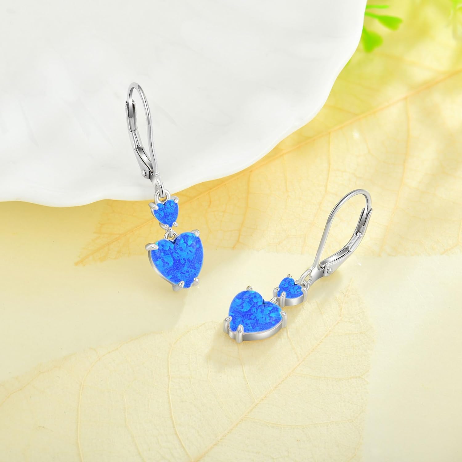 925 Sterling Silver Created Opal Lever Back Earrings Oval Cut Dangle Drop Earrings for Women Jewelry for Her Mothers Day Christmas - Image 2
