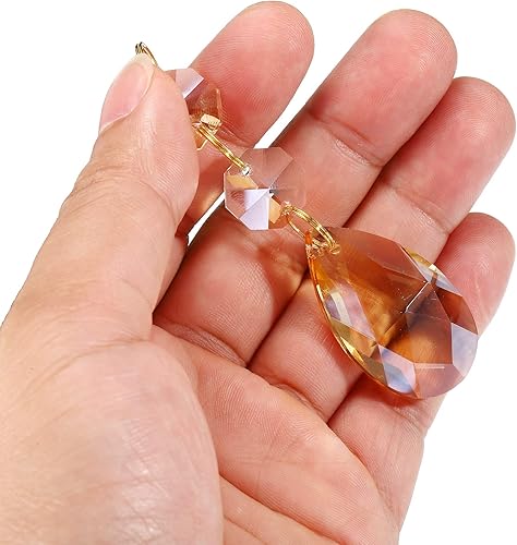 Miniatura 10 de PATIKIL Lágrima de cristal transparente, paquete de 5 prismas de araña de 1.496 pulgadas, cuentas colgantes con cuentas octogonales de 0.555