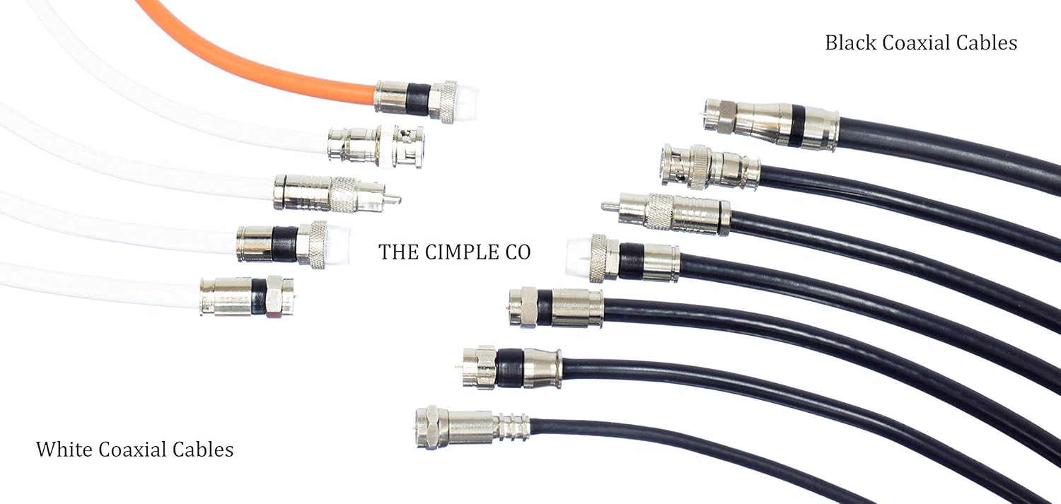 100' Feet, White RG6 Coaxial Cable (Coax Cable) with Connectors, F81 / RF, Digital Coax - AV, Cable TV, Antenna, and Satellite, CL2 Rated, 100 Foot: Electronics