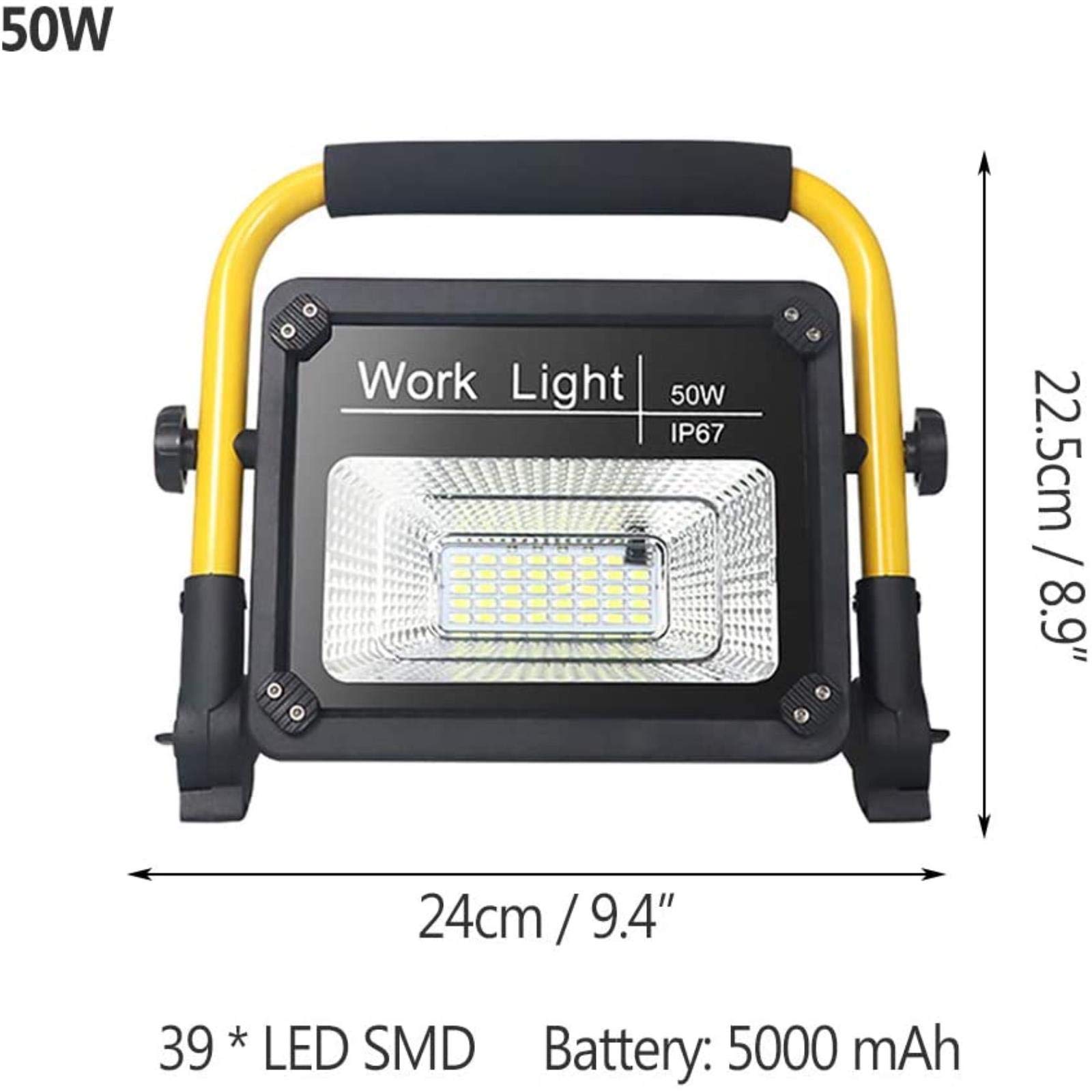 Luz de trabajo LED recargable, reflector USB con mando a distancia, 3 modos regulables, IP66 impermeable, portátil para jardín al aire libre, camping, viajes
