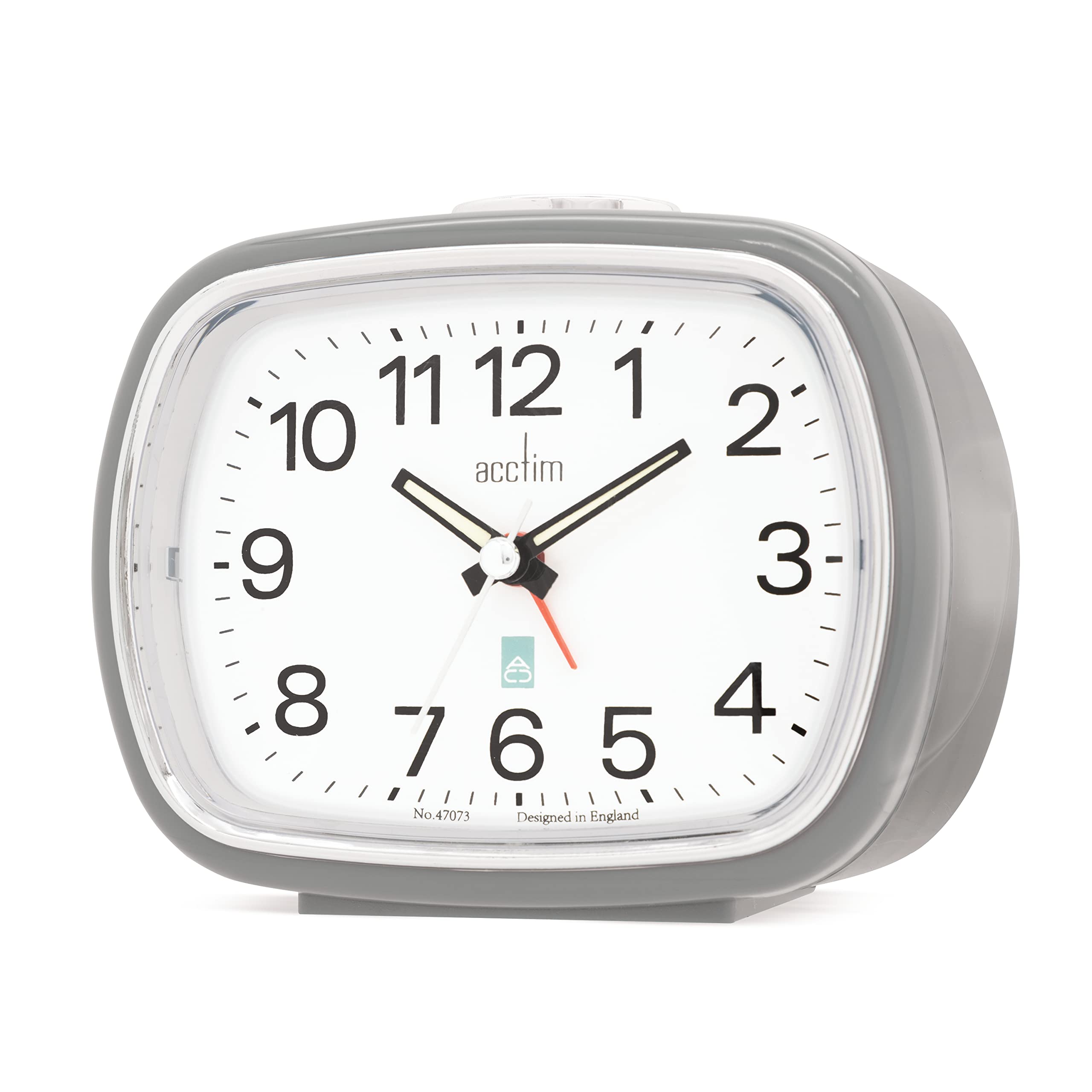 Acctim Camille Analogue Alarm Clock Quartz Luminous Hands Chrome Bezel (Pigeon Grey) - Image 4