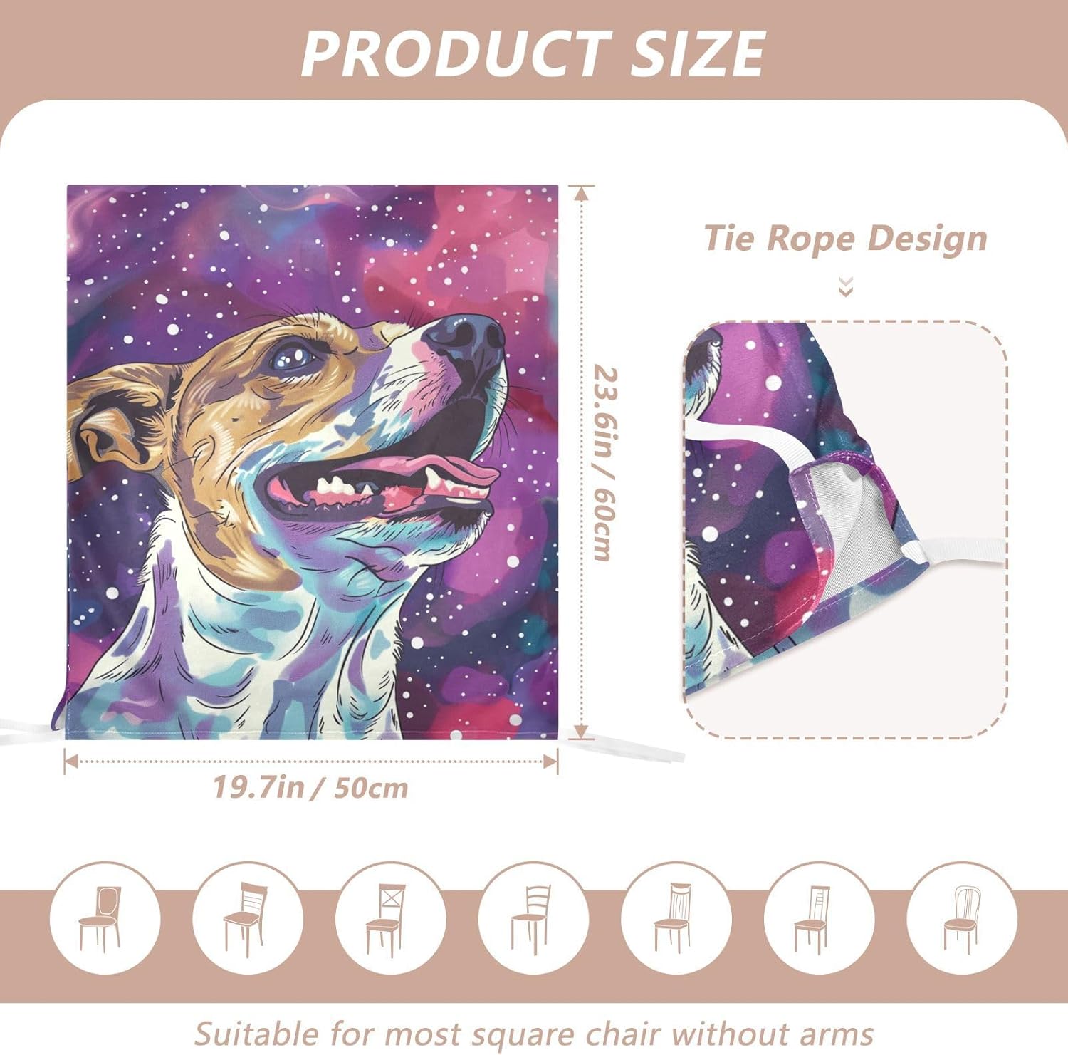 ALAZA Dog Space Chair Back Cover Set of 6, Washable Reusable Removable Chair Slipcovers Decorative Chair Cover for Home Kitchen Wedding Party