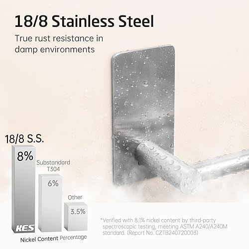 Miniatura 6 de KES Toallero adhesivo de 20 pulgadas, soporte para toallas de baño, sin taladro, colgador de toallero, estilo contemporáneo, montaje en pared, acero