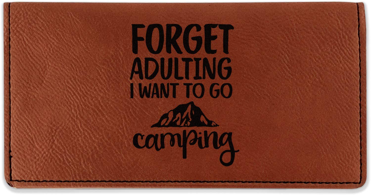 RNK Shops Personalized Camping Quotes & Sayings Leatherette Checkbook Holder - Double Sided