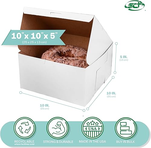 Miniatura 4 de Southern Champion Tray 0973K Caja Kraft para repostería, sin ventanas, de cartón, 10" de largo x 10" de ancho x 4" de alto (caja de 100)