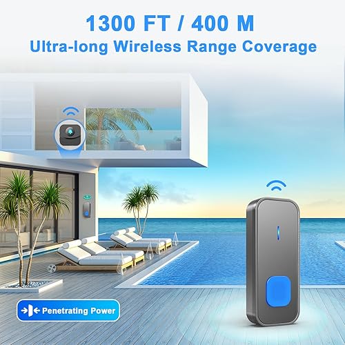 Miniatura 4 de SURFOU Timbre inalámbrico de fácil uso con 55 timbres de volumen ajustable, modo silencioso, rango de 1300 pies, timbres impermeables para hogares,