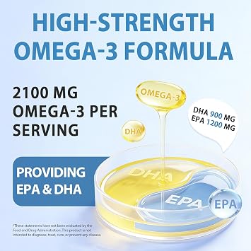 Omega 3 Fish Oil Capsules 4200mg High Strength, 1200mg EPA & 900mg DHA, Burpless Lemon Softgels, Omega 3 Supplement for Adults, Norwegian Fish Oil, Non GMO, 240 Capsules