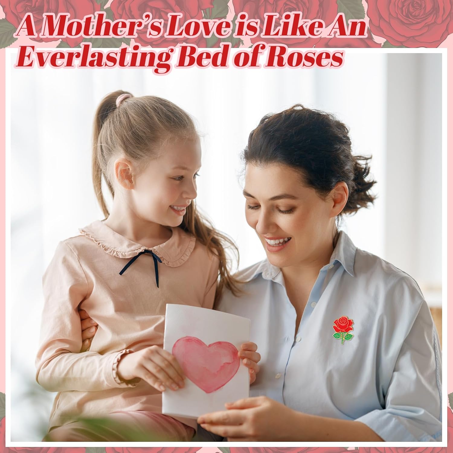 Liliaafar Mother's Day Rose Pin Gifts Red Rose Flower Lapel Pin Enamel Brooch with Inspirational Praise Card Church Gifts for Mom Friend Pastor's Wife Birthday