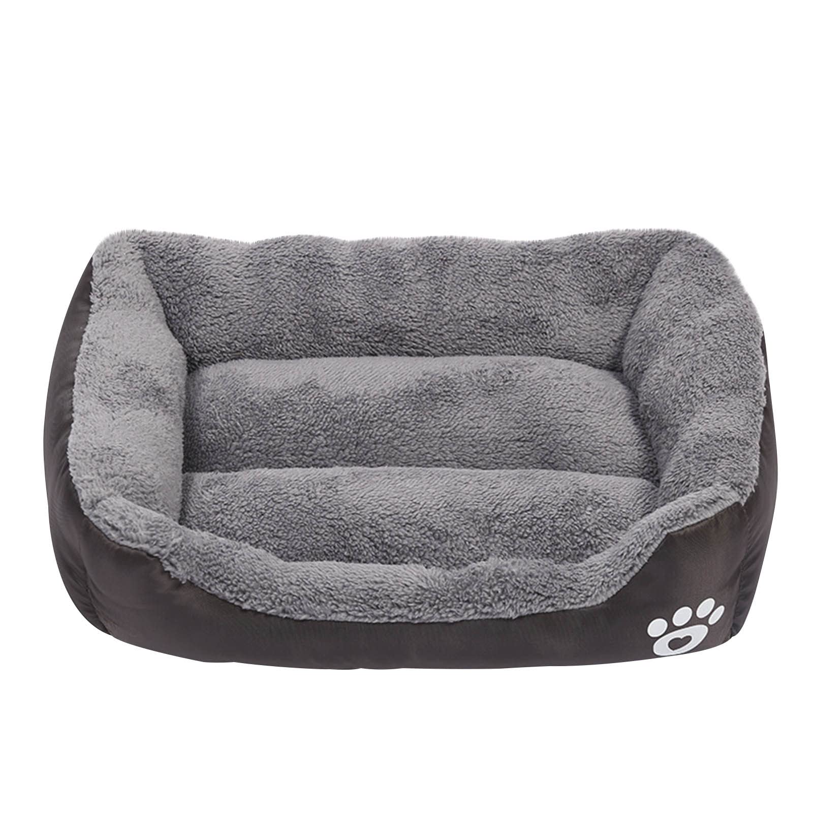 wuitopue Cat Dog Pet Warm Bed Winter Indoor Soft Plush Pet Sofa Bed Square Fluffy Pet Calming Bed for Cat Dog Puppy Pet Sleeping Self Warming Snooze Sleeping Cozy Kitty Teddy Kennel (L, Coffee)