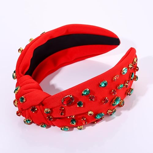 Vista 4 de NVENF Diademas anudadas con diamantes de imitación para mujer, diademas con cuentas de cristal, diadema con nudo superior, diademas de moda