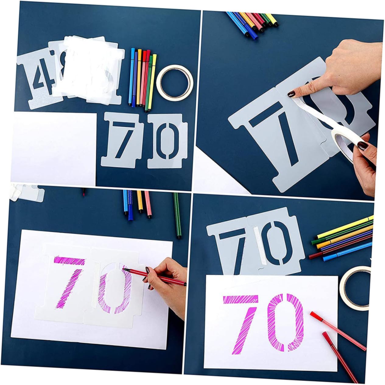 Angoily Bordsteinschablonen Set - Wiederverwendbare Schablonen Für Hausnummern