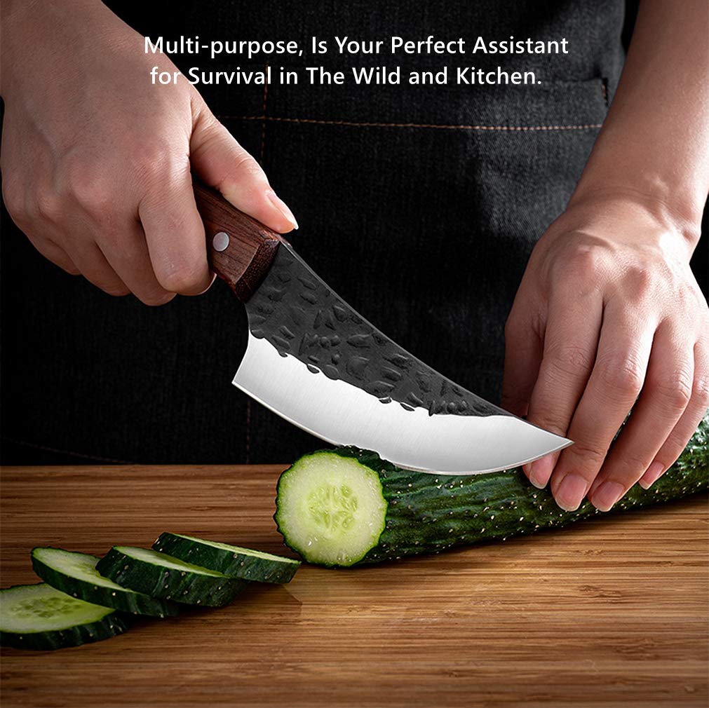 Huusk Viking Knife, Japanese Meat Cleaver Knives Boning Knife