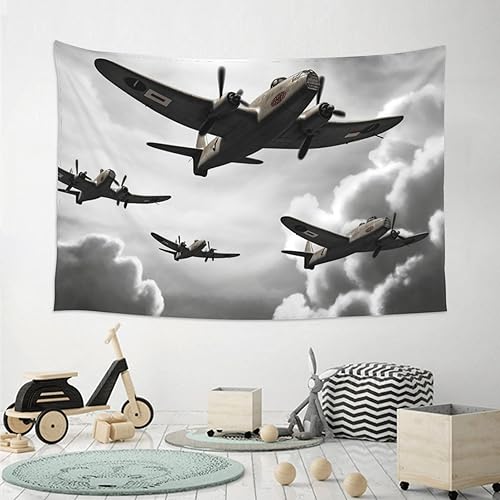 Miniatura 7 de VTCTOASY Tapiz estampado de la Segunda Guerra Mundial para colgar en la pared, bonito tapiz de pared para dormitorio, sala de estar, 60 x 40 pulgadas