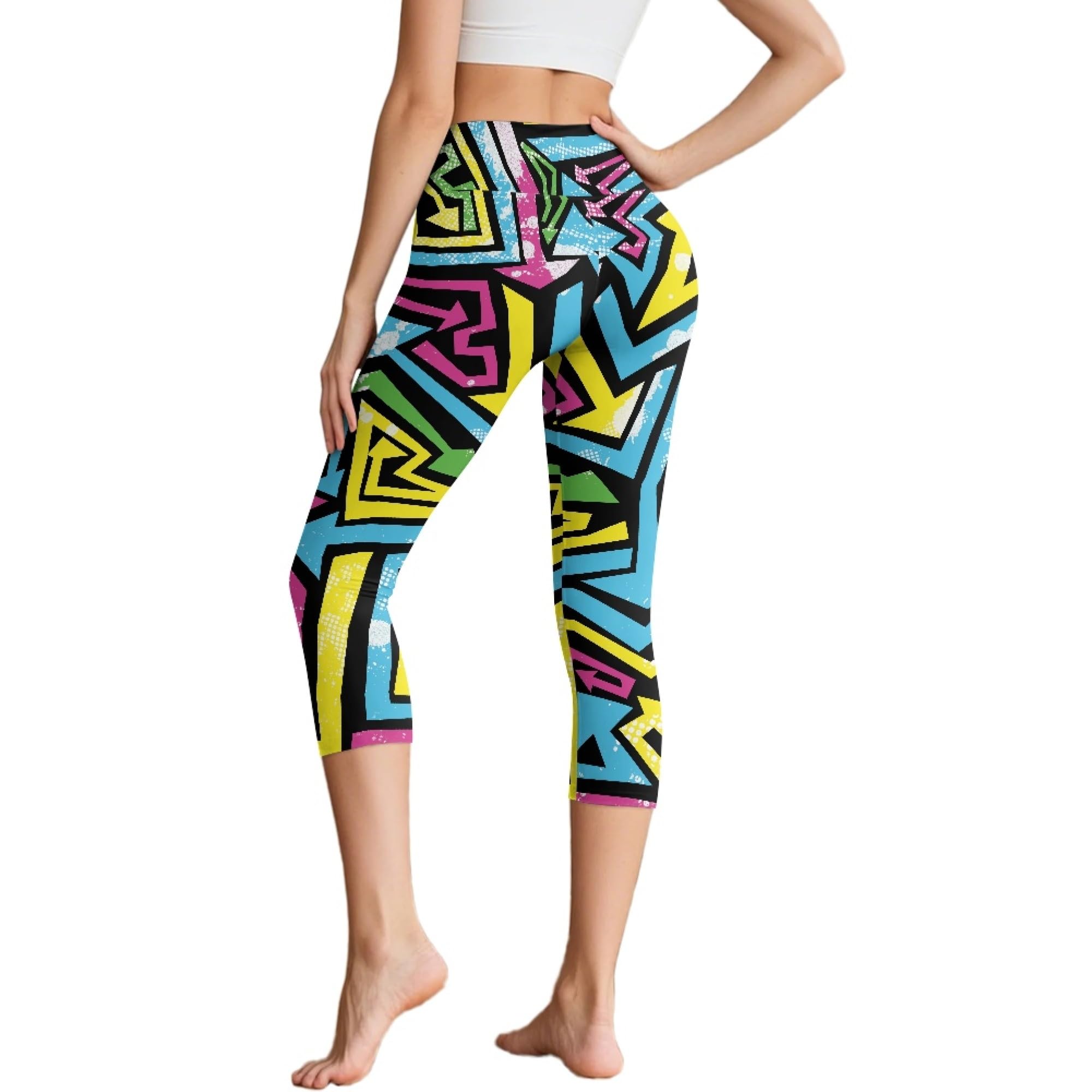 Amzbeauty Leggings para mujer con bolsillos, cintura alta 3/4, pantalones capri negros con control de abdomen