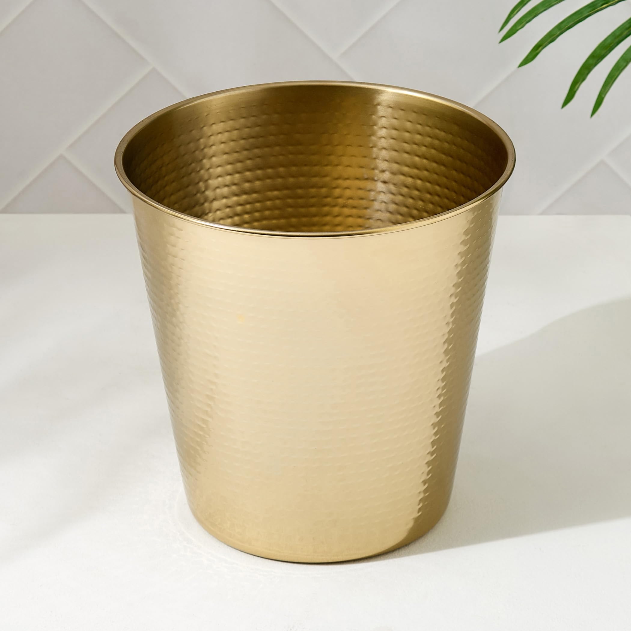 Home Centre Harbour Royal Stainless Steel Hammered Open Waste Bin - 7L