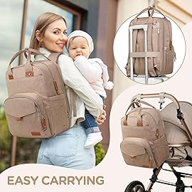 Qualyphant Large Diaper Bag Backpack for Two Kids Twins - Expandable Baby Bag (26-36L), Dual Big Compartments - Includes Changing Pad & Stroller Straps, Unisex Premium Khaki