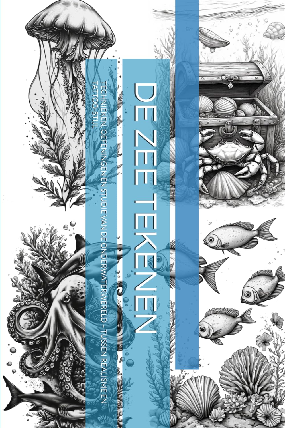 DE ZEE TEKENEN: TECHNIEKEN, OEFENINGEN EN STUDIE VAN DE ONDERWATERWERELD – TUSSEN REALISME EN TATTOO-STIJL