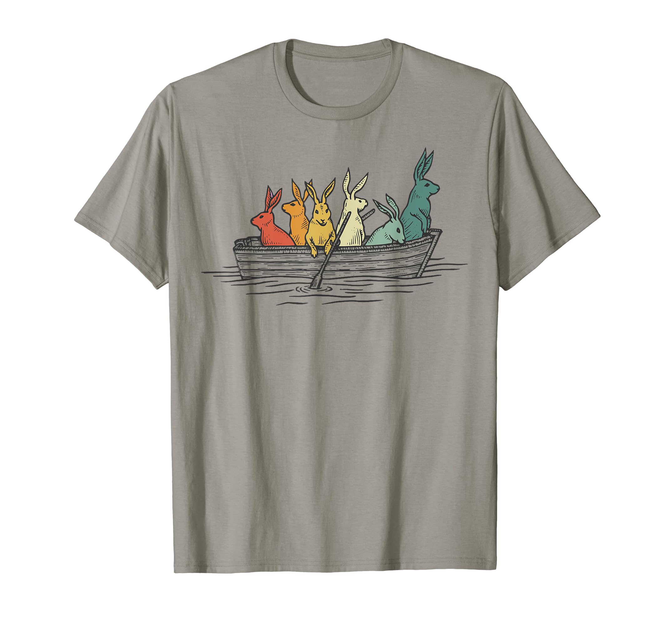 Dibble Dabble DesignsPretty Rabbits in Retro Colors in a Boat - Bunny Rabbit T-Shirt