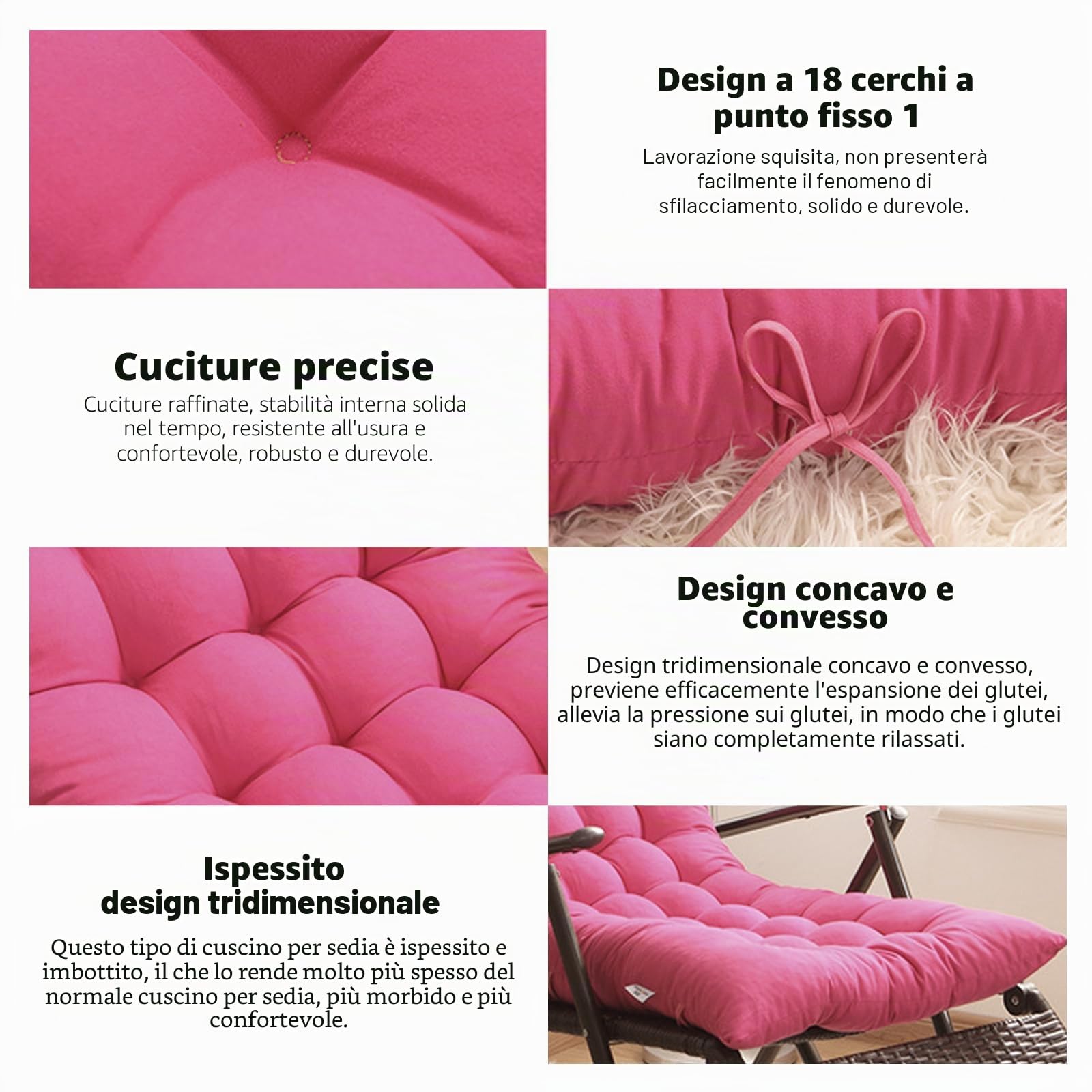 Cuscino per Sedia a Sdraio da Giardino 155 x 48 x 8 cm - Imbottito in Finta Lino per Divano, Rattan e Chaise Lounge