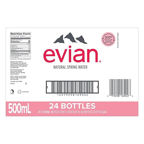 Miniatura 17 de Evian Agua de manantial natural de 330ml/ 11.2 fl oz (paquete de 24) minibotellas, botellas de agua de manantial filtradas naturalmente pequeñas