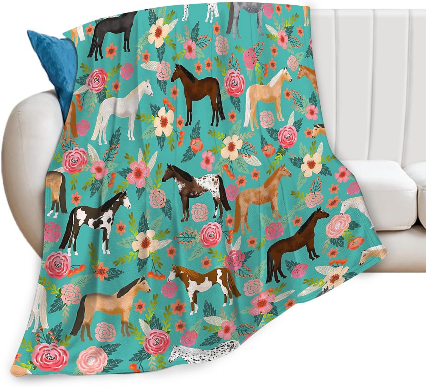 Tijuboni Horse Throw Blanket Horse Gifts for Girls Boys Women Men Kids Adults Soft Flannel Fleece Blanket for Couch Sofa ​Bed Home Decor 50"x60"