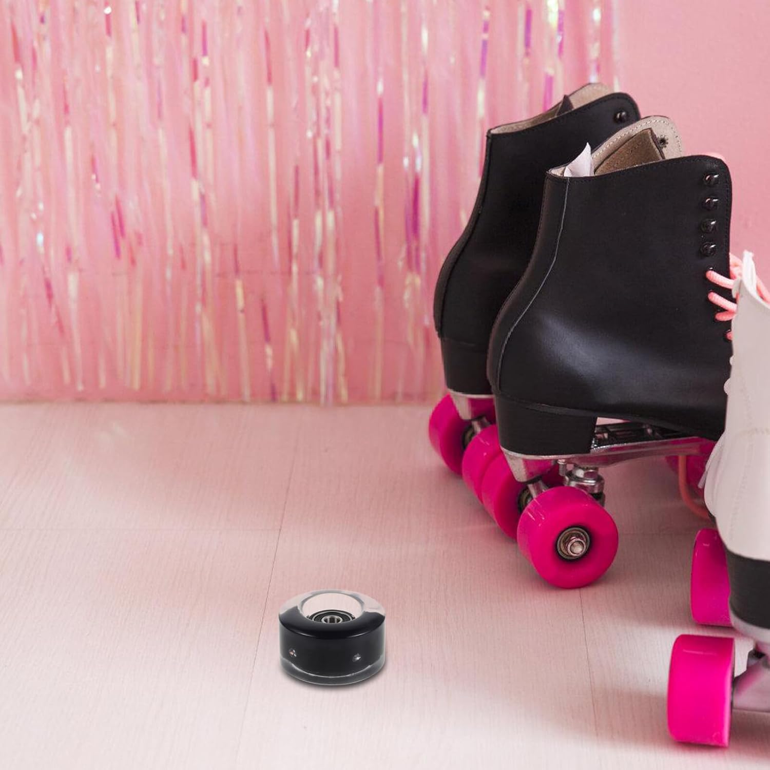 STOBAZA 8pcs Quad Roller Skate Wheels with Bearings and Wrench, Light up LED Outdoor and Indoor Skates Accessories, Hardness Rubber Illuminating Skateboard Replacement Wheels