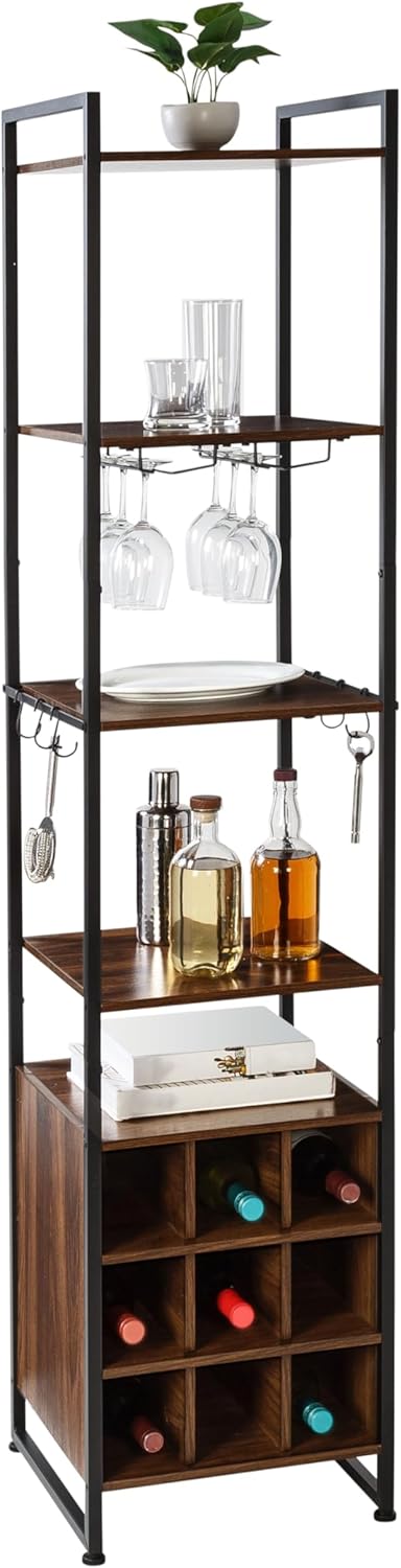 Honey-Can-Do Free-Standing Wine & Bar Storage Tower SHF-09514 Black, 150 lbs