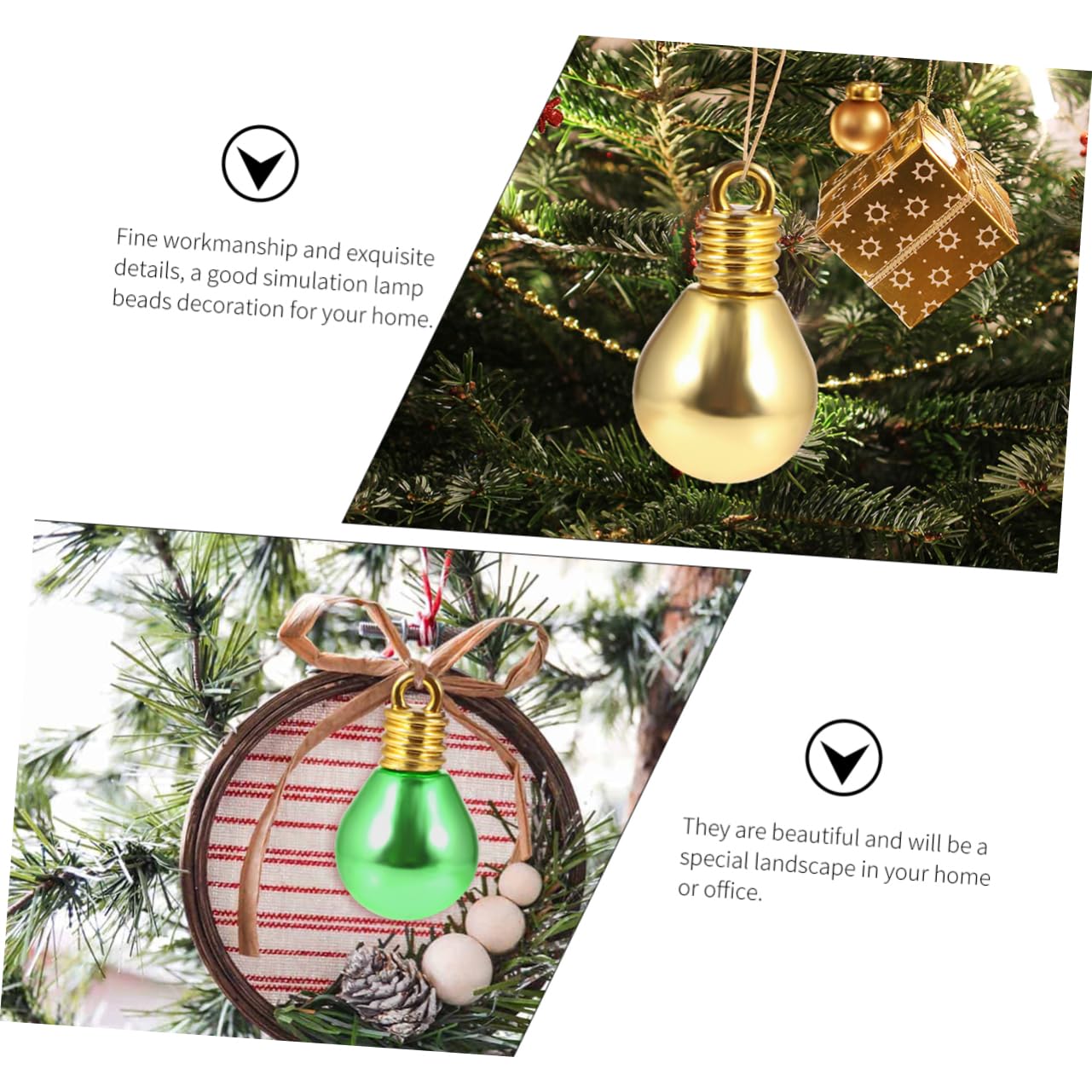 COHEALI 100piezas Decoración de Bombillas Redondas DIY de Cuentas de Plástico Hechas Mano Agujero Grande para Joyería Creativa Suministros para Manualidades de Navidad